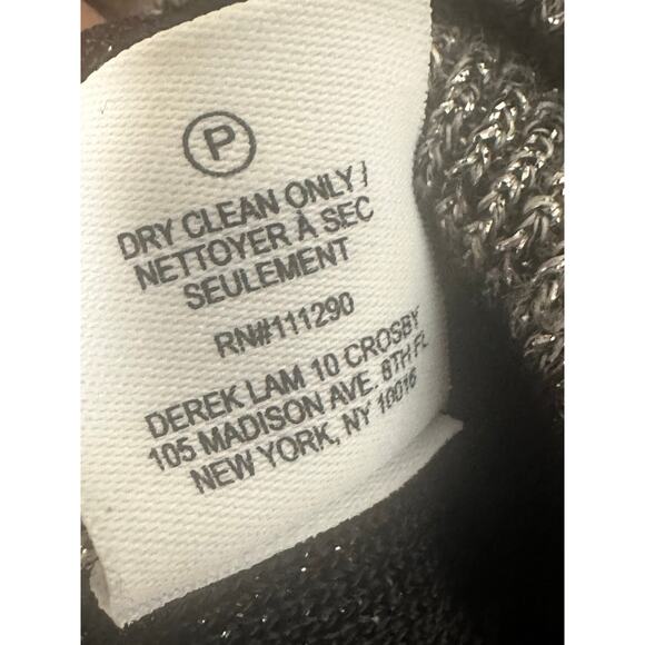 Derek Lam Crosby Sweater Large Striped Long Sleeve Crewneck Metallic Gray Silver - Picture 9 of 10